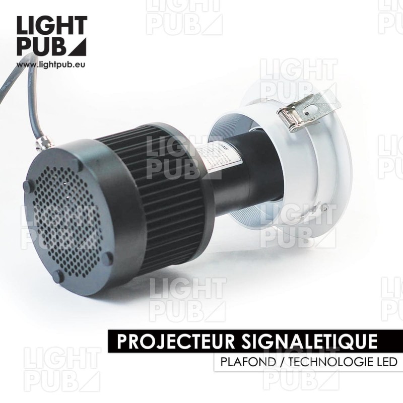 Projecteur LED gobo encastré plafond pour signalétique lumineuse au sol