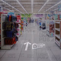 Projection flèche lumineuse parcours client magasin