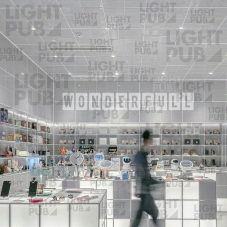 Projection logo lumineux intérieur magasin