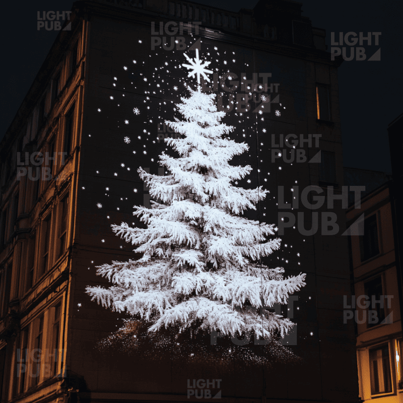 Projection lumineuse Sapin de Noël – Illumination festive pour façades et espaces publics