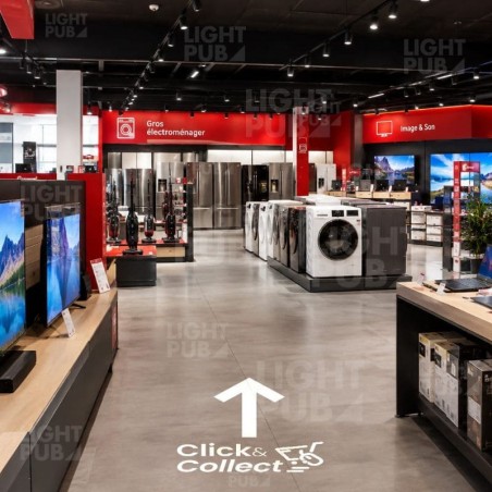 Signalétique lumineuse sol magasin d'électroménager et multimédia