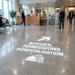 Signalétique lumineuse projetée au sol pour guider les patients dans les hôpitaux
